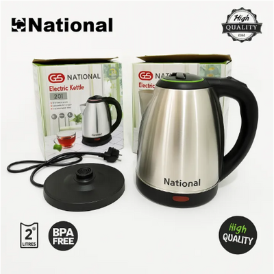 Imported Electric Kettle – 2L Stainless Steel – Rapid Boil Water Boiler with Automatic Shut-Off & Safety Switch – Tea & Coffee Maker for Home & Office